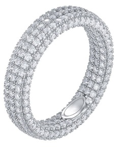 Anillo de Eternidad Aniva Fashion, Plata de Ley S925, Tres Hileras, Diamantes de Laboratorio con Corte Brillante, Certificado IGI, para Mujer y Hombre - Product Image 2