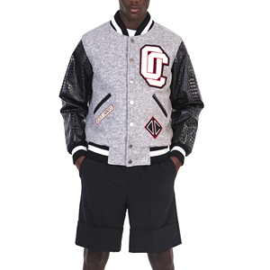 Chaqueta Bomber universitaria de béisbol Varsity de moda para hombres con logotipo bordado Nuevo producto Explosión Material de lona de doble botonadura - Product Image 5