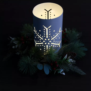 Indian Manufacturer & Exporter's White <b>Tea</b> <b>Light</b> Holder with Metal Snowflakes Design Table Top Christmas Decor Home Decoration - Product Image 3