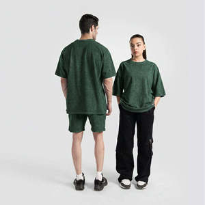 เสื้อยืดสีเขียวฟอกแบบดิสเทรส ผ้าเจอร์ซีย์คอตตอน 100% หนัก 300 กรัม พิมพ์ลายสกรีน พิมพ์ซิลค์สกรีน ดีไซน์เปล่า - Product Image 1