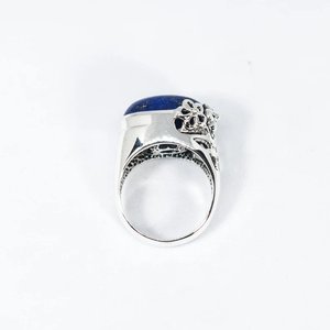 Romantic Design 925 Sterling Silver Wedding <b>Ring</b> for Women <b>Lapis</b> <b>Lazuli</b> Stone Oval Cabs Classic Style for Engagement Party - Product Image 6