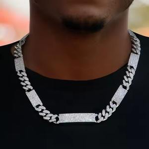 18mm Miami Cuban Link <b>Chain</b> Necklace 925 Silver Plated <b>Mens</b> Hip Hop Rock Fashion Moissanite Diamond customize Jewelry from India - Product Image 1