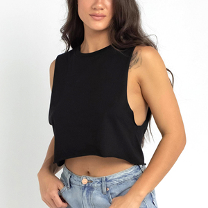 Camiseta sin mangas recortada personalizada OEM para mujer, 100% algodón, estilo Sexy, talla XS, logotipo personalizable para correr, ropa de gimnasio, camisetas sin mangas - Product Image 6