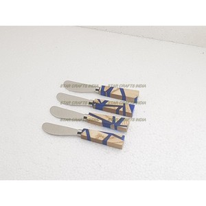 Couverts cuillère fourchette en acier inoxydable dernier cri avec manche en bois et résine époxy Couverts fabriqués en acier inoxydable - Product Image 3
