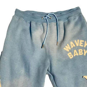 Custom Cotton <b>Fleece</b> Winter Breathable Sweatsuit Tracksuit <b>Zip</b>-<b>Up</b> Hoodie Distressed Applique Flared Sweatpants Set for <b>Men</b> - Product Image 5