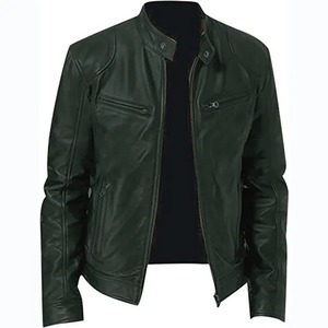 Chaquetas de moda de alta calidad para hombre, chaqueta de cuero con cuello de pie y cremallera, chaqueta de cuero PU para hombre, nuevo estilo de primavera y otoño - Product Image 1