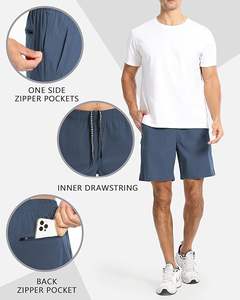 Pantalones cortos de gimnasio de secado rápido para hombre con bolsillo con cremallera y tela de malla transpirable Pantalones cortos atléticos para hombre al por mayor para gimnasio - Product Image 5
