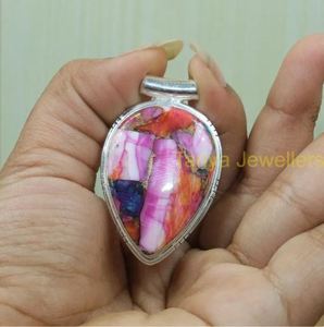 Colgante de Piedra Preciosa de Turquesa Espinosa Azul, Rosa y Naranja de Primera Calidad Natural, Regalo para Esposa o Madre a Precio de Mayoreo por Exportador - Product Image 2