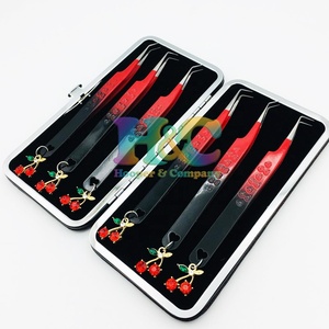 <b>Top</b> Sale Charm Tweezer Case High Quality Pink Stainless Steel Eyelash Extensions Tweezers Customizable Logo Sustainable mink - Product Image 6