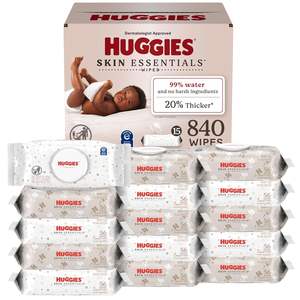 Lingettes pour bébé Huggies Skin Essentials, hypoallergéniques, 99% d'eau, 15 paquets à ouverture facile (840 lingettes au total) - Product Image 1