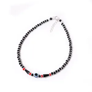 Art Palace Bracelet de cheville pour femme en argent sterling 925 avec breloque œil porte-bonheur, pierre principale en diamant, plaqué argent, hypoallergénique, réglable - Product Image 2
