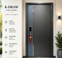 Porte d'entrée de luxe pour maison, porte d'entrée moderne en métal avec finition de surface haut de gamme et sécurité renforcée