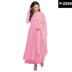 Ensemble ethnique prêt à l'emploi de Style Anarkali Kurti vêtements de festival décontractés avec bas en crêpe Dupatta vêtements indiens - Product Image 2