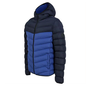 Chaqueta acolchada con capucha de dos tonos azul marino y azul ligero elegante para uso activo y ropa casual chaquetas acolchadas al por mayor - Product Image 3