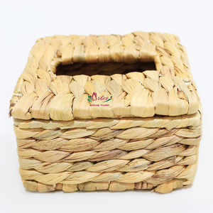 Caja de pañuelos decorativa de artesanía vietnamita Artex Dong Thap, ecológica, hecha a mano con jazmín de agua y algas marinas, natural, para el hogar u oficina. - Product Image 6