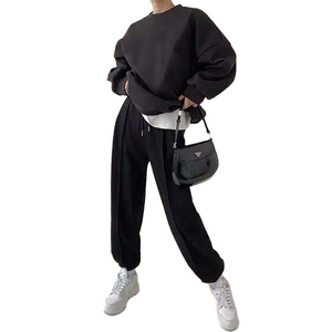 Wholesale Lose Fit Breathable Anti-wrinkle Hoodies for Woman Half Zip 100% Cotton Drop Shoulder Sweatshirts - Product Image 5