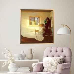 Impression sur toile d'archer historique : affiche de guerrier médiéval pour décoration classique, encadrée en or - Product Image 1