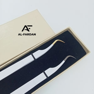 Pinzas de pestañas profesionales Color blanco curvo fuerte con punta negra y dorada Pinzas de extensión de pestañas de acero inoxidable sólido - Product Image 2