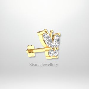Lujo Marquesa diamante mariposa Stud pendientes laboratorio cultivado CVD diamantes 14K oro sólido IGI GIA certificado Piercing joyería - Product Image 3