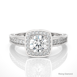 Anillo de compromiso de diamante cultivado en laboratorio de corte redondo de 0,7 quilates en oro blanco CVD diamante anillo de regalo de aniversario para mujer - Product Image 1