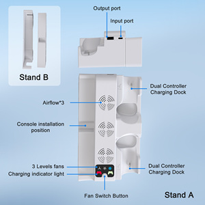 حامل شحن وتبريد لجهاز بلايستيشن <span class=keywords><strong>5</strong></span> متعدد الوظائف مع شاحن مزدوج للتحكم ومروحة تبريد فعالة - Product Image 4