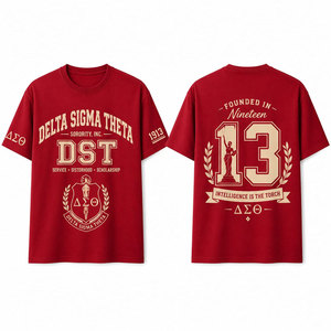 Camiseta extragrande Delta Sigma Theta para mujer, camiseta gráfica de algodón con diseño de hermandad, ropa urbana Greek Life, venta al por mayor - Product Image 4