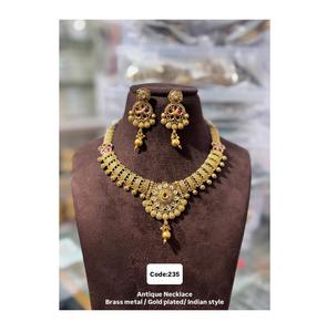 Conjunto de collar antiguo de lujo para mujer con pendientes, joyería nupcial y de fiesta, disponible para la venta desde India - Product Image 1