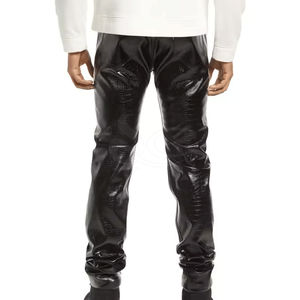 กางเกงหนังลำลองคุณภาพสูงสำหรับผู้ชาย สีพื้น ขายดี สตรีทแวร์ กางเกงหนังผู้ชาย บริการ OEM และออกแบบ - Product Image 3