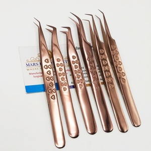 Pinzas de 45 Grados Color Oro Rosa para Extensiones de Pestañas, Pinzas con Punta Puntiaguda y Agarre de Fibra - Product Image 6