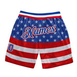 Shorts personnalisés Royal Royal-Red 3D Pattern Design Drapeau américain Authentique Basketball Shorts Sportswear ommiz industrie - Product Image 1