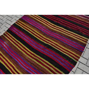 Tapis Ethnique Vintage Turc Rouge Noir 5.2 X 11.8ft Grande Surface Laine Latex Soutenu Patchwork Motif pour Couloir ou Décoration de Chambre - Product Image 5