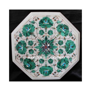 Mesa con incrustaciones de mármol blanco de forma octogonal de alta demanda para uso decorativo disponible al por mayor al mejor precio mesa de mármol - Product Image 1