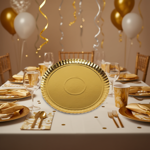 <b>Set</b> of 3 Disposable Cardboard <b>Trays</b> 24cm EASY <b>BAKE</b> Gold 15794 for Guardini Party Tableware & Decorations - Product Image 3