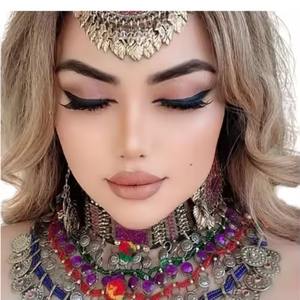 Ensemble de bijoux léger et respirant en turquoise, collier haute performance, bijoux brodés complets pour le cou, pour les mariages - Product Image 4