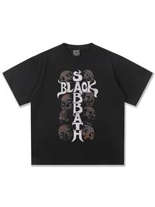 2025 collezione primavera estate diretta stampa 3D t-shirt nuovo nero <span class=keywords><strong>Sabbath</strong></span> Vintage lavato vecchio 100% pesante cotone 210 grammi - Product Image 4