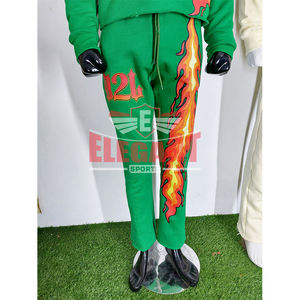 Flare <b>Tracksuit</b> Screen Printing Stacked Sweat Pants Flared Style High Quality Newest DTG DTF Printed <b>Tracksuits</b> Flame Design - Product Image 3