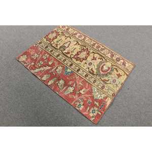 Vintage Rug, 2.2x3 ft Small Rug, <b>Red</b> Animal Print <b>Wool</b> Turkish Rug - Product Image 2