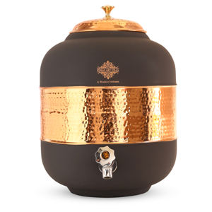 IndianArtVilla Pot d'eau en cuivre pur, semi-martelé avec une finition en soie-Choix de couleurs contemporaines, 17000 ml - Product Image 4