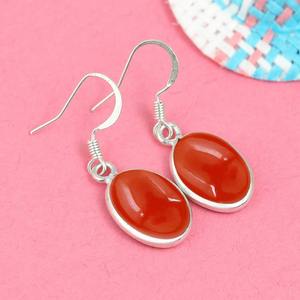 Carnelian Gemstone <b>Earrings</b> 925 Solid Sterling Silver Oval Shape <b>Earrings</b> for Women and Girls <b>Dangle</b> <b>Earrings</b> Silver Jewelry - Product Image 2