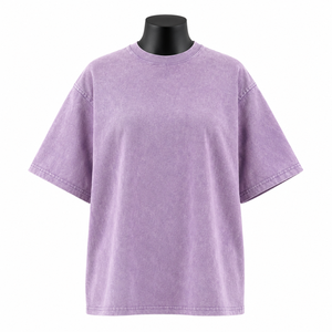 เสื้อยืดโอเวอร์ไซส์สีม่วงลาเวนเดอร์สำหรับผู้หญิง แขนสั้น ผ้าฝ้ายเรียบง่าย สไตล์ลำลอง ขายส่ง - Product Image 1