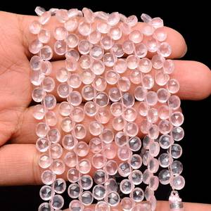 Natural <b>Rose</b> <b>Quartz</b> Faceted <b>Heart</b> Shape Briolette Loose Gemstone Beads Strands 6mm <b>Quartz</b> Stone Beads for Jewelry Making Bulk - Product Image 4
