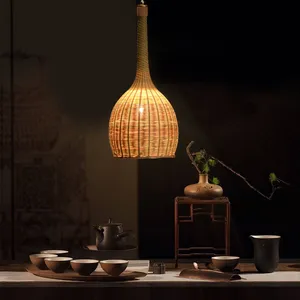 Modern <b>Bamboo</b> Rattan Pendant <b>Lamp</b> <b>Shade</b> with Beads Customized Size for Home Lighting for Christmas Decorations and Weddings - Product Image 1