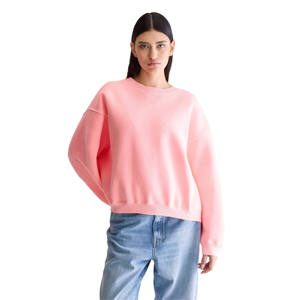 เสื้อสเวตเตอร์ผ้าฝ้ายระบายอากาศสำหรับผู้หญิงเสื้อครอปไหล่100% ลำลองคอกลมสีทึบปักโลโก้ตามสั่ง - Product Image 1