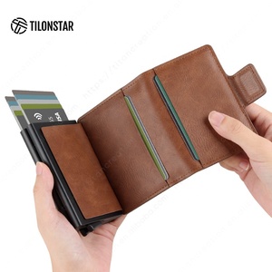 TILONSTAR TVC200D Fabrication OEM Personnalisé Double Porte-Cartes En Aluminium RFID Portefeuilles En Cuir Hommes Porte-Cartes Pour Les Entreprises - Product Image 3