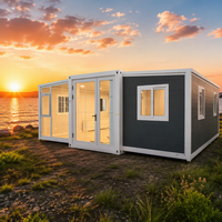 Maison conteneur modulaire préfabriquée extensible à double aile de 20 pieds sur mesure avec salle de bain sèche et humide pour complexe hôtelier