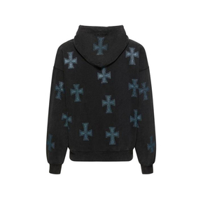 Streetwear à la mode, sweat à capuche surdimensionné avec strass, sweat à capuche zippé en coton mélangé épais pour hommes, personnalisé, vente en gros, coupe carrée - Product Image 3