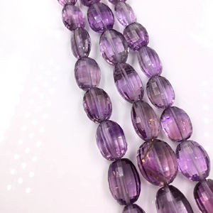 Cuentas Ovaladas de Amatista Natural con Corte Checker para la Elaboración de Joyería Fina, Collar de Piedras Preciosas - Product Image 1