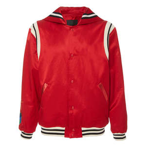 OEM personalizado satén Varsity chaquetas con bordado contraste acanalado Stand Collar lona bombardero venta al por mayor chaqueta de seda para los hombres - Product Image 6