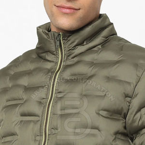 Chaqueta de burbujas acolchada con bolsillo azul claro impermeable para hombre, Parka de manga larga de secado rápido para exteriores de talla grande - Product Image 2