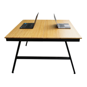 ชุดโต๊ะทำงานไม้ไผ่สไตล์มินิมอล ขนาด 120x120 ซม. โครงเหล็ก หน้าเมลามีน สำหรับสำนักงานและพื้นที่ทำงาน - Product Image 5